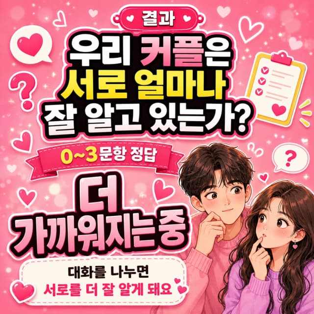 커플 랜덤 퀴즈 0~3점 결과 이미지