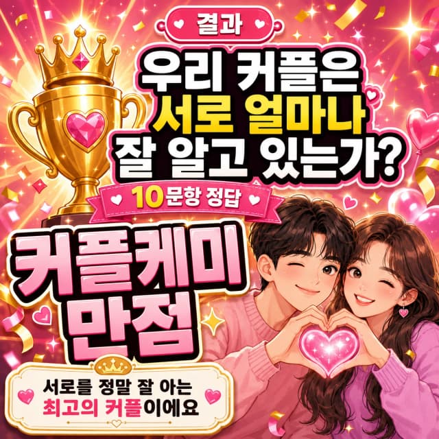 커플 랜덤 퀴즈 10점 결과 이미지
