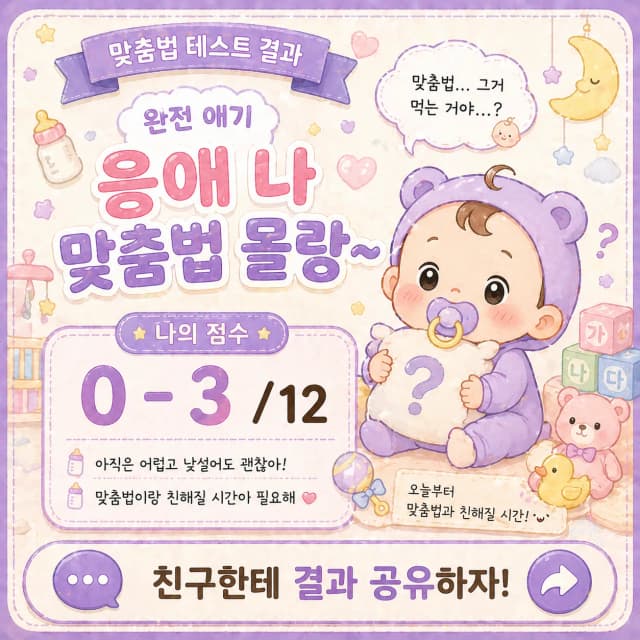 맞춤법 테스트 입문형 결과 이미지